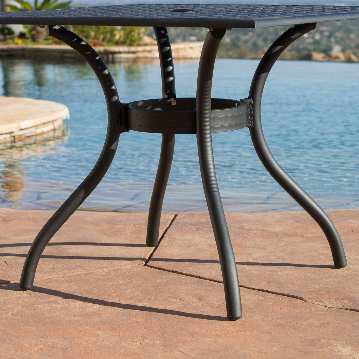Christopher Knight Home Hallandale Cast Aluminum Outdoor Dining Set, 5-Pcs Set, Black Sand Christopher Knight Home
