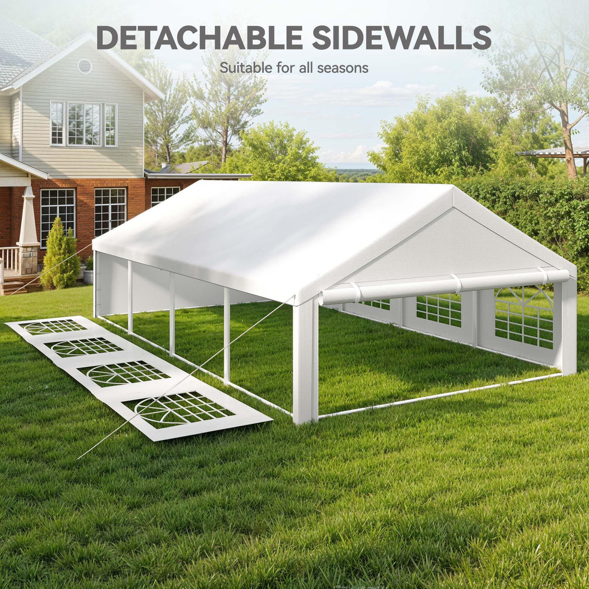 YITAHOME 20x30 ft Outdoor Heavy Duty Party Tent Wedding Event Shelters Upgraded Galvanized Canopy with Large White Roof, Removable PVC Sidewalls & 3 Storage Bags YITAHOME