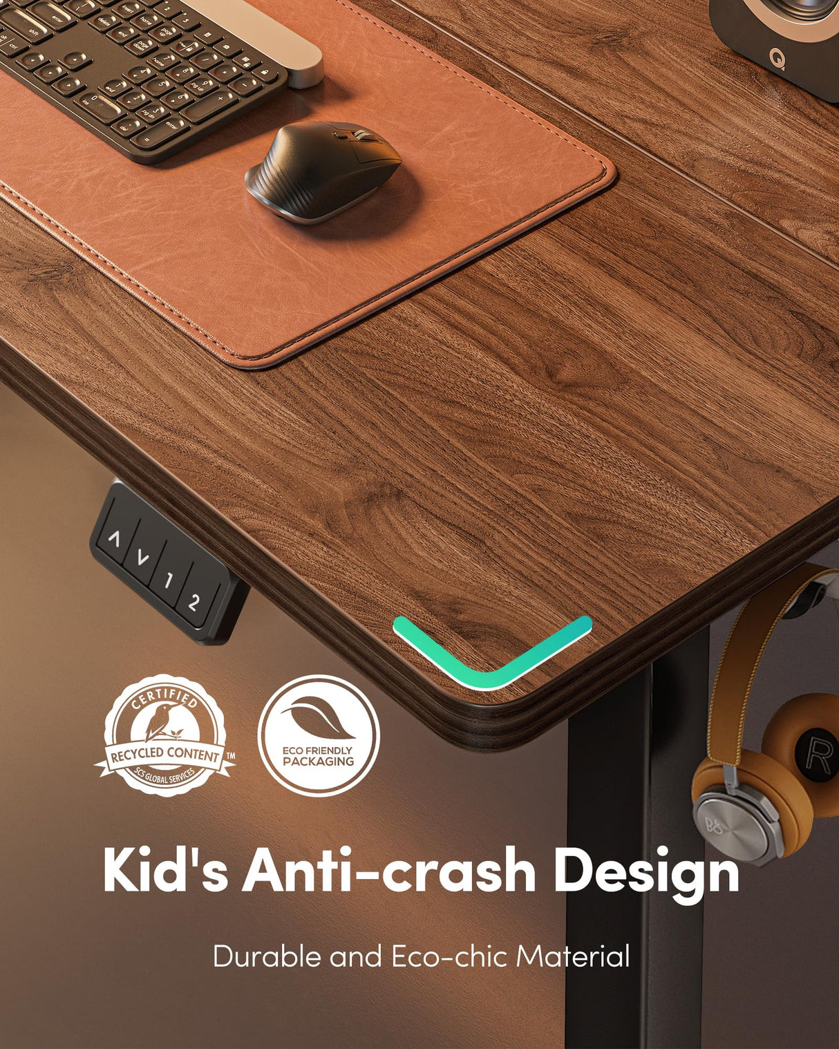 FEZIBO Electric Standing Desk, Height Adjustable Stand up, 48 x 24 Inches Sit Stand Home Office, Computer Desk, Black Walnut FEZIBO