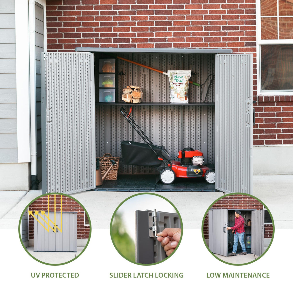 Lifetime Outdoor Utility Storage Shed with Double Wall Steel-Reinforced Construction, 6.3 x 3.6 FT Lifetime