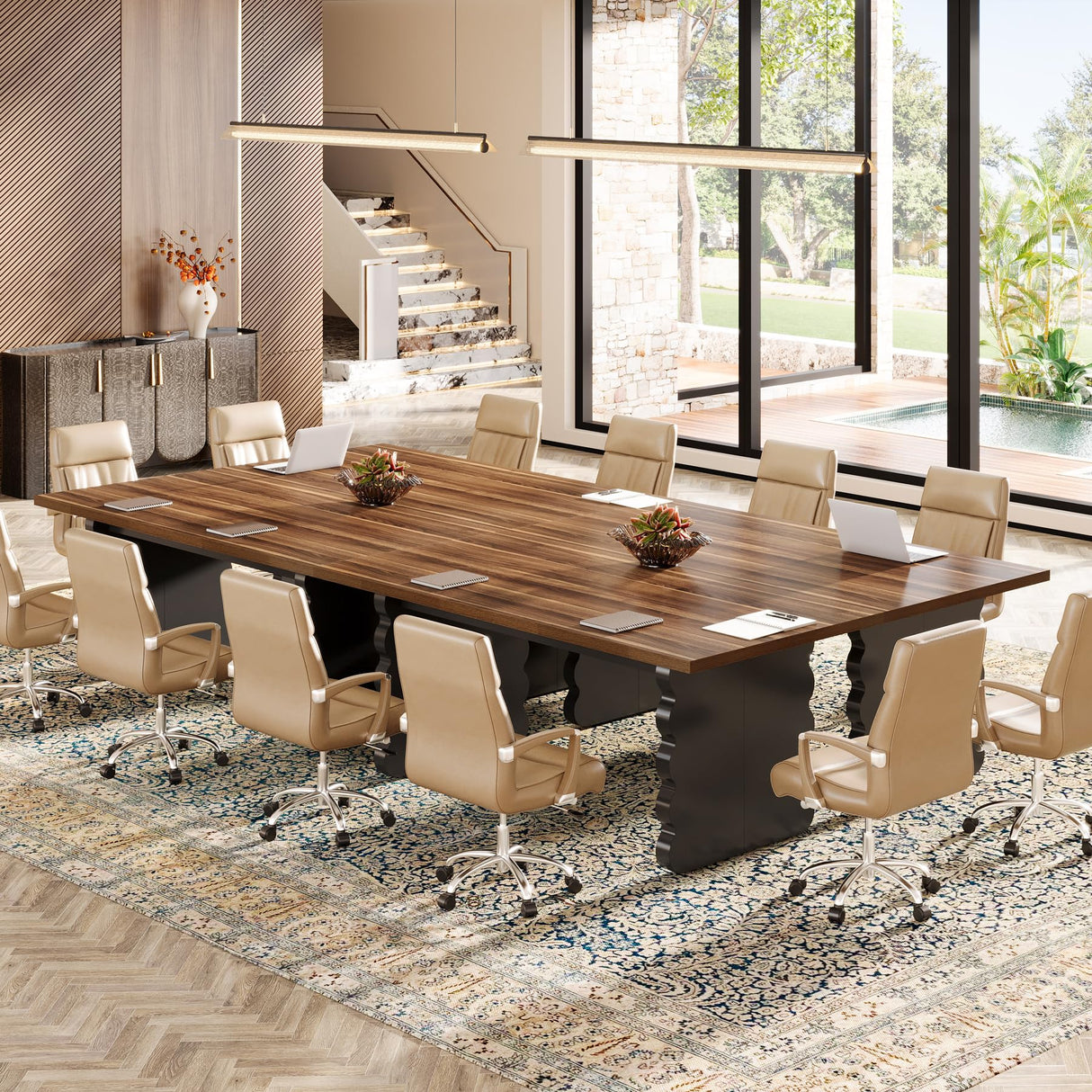 Tribesigns 5FT Wooden Conference Table, Long Office Meeting Room Table, Large Modern Rectangle Seminar Desk for 6 Tribesigns