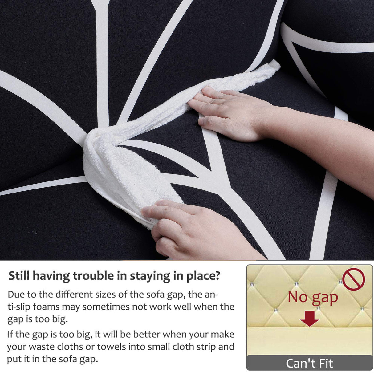 uxcell Stretch Sofa Cover Printed Couch Slipcover for Sofas Loveseat Armchair Living Room Universal Furniture with One Pillowcase (Black White Branches, Large) uxcell