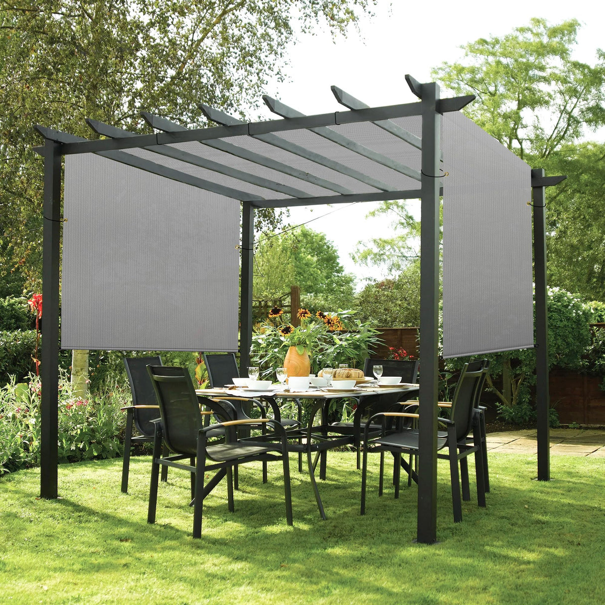 Patio Paradise 8' x 16' Pergola Canopy Replacement Cover Shade Cloth with Grommets Weighted Rods Outdoor Sun Shade Screen UV Block for Gazebo Backyard Deck Porch Balcony, Light Gray Patio