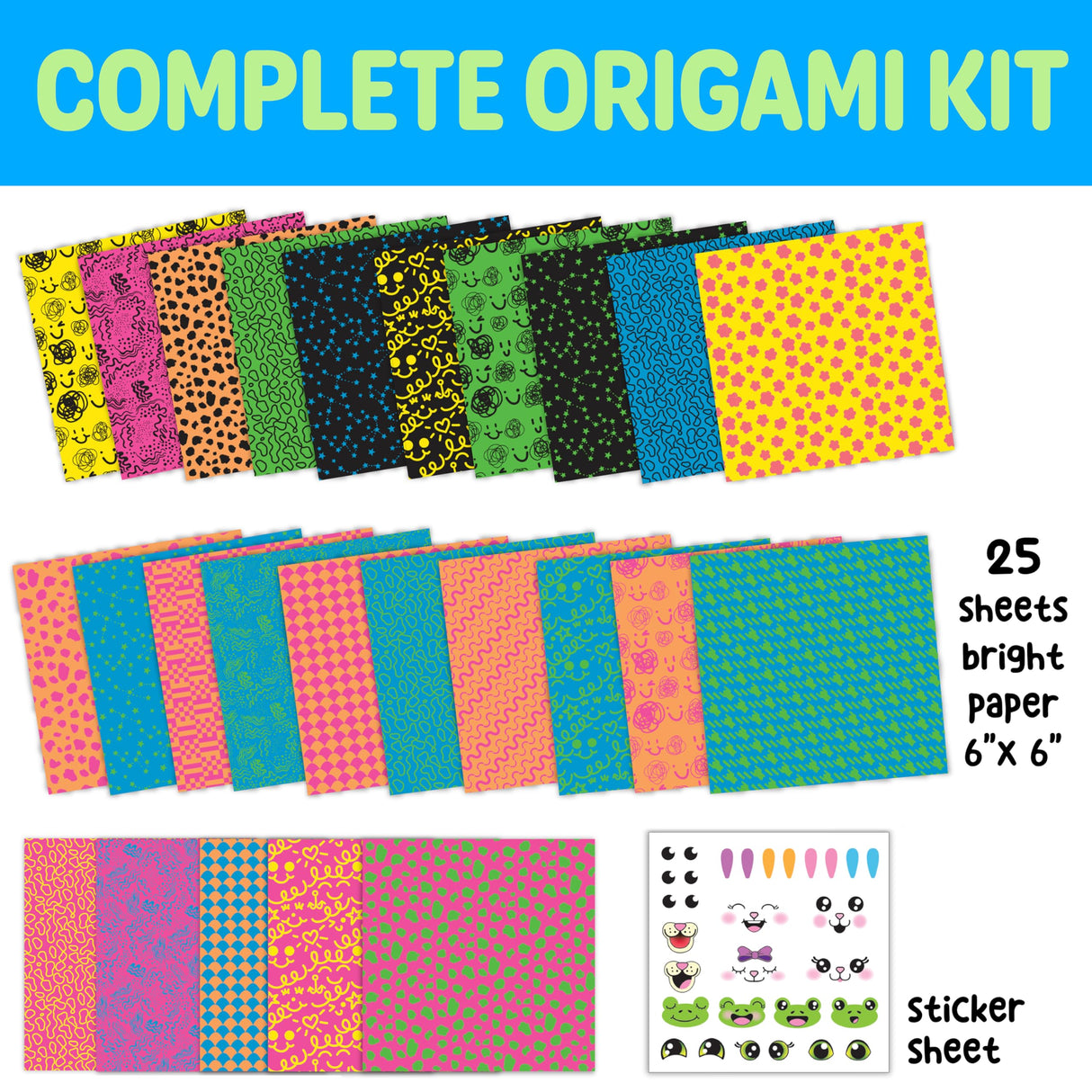 Creativity for Kids Neon Origami Mini Kit: 25 Origami Papers, Christmas Gifts and Toys for Boys, Origami Kit Arts and Crafts for Kids Ages 7-12+, Kids Stocking Stuffer and Small Gifts Creativity for Kids