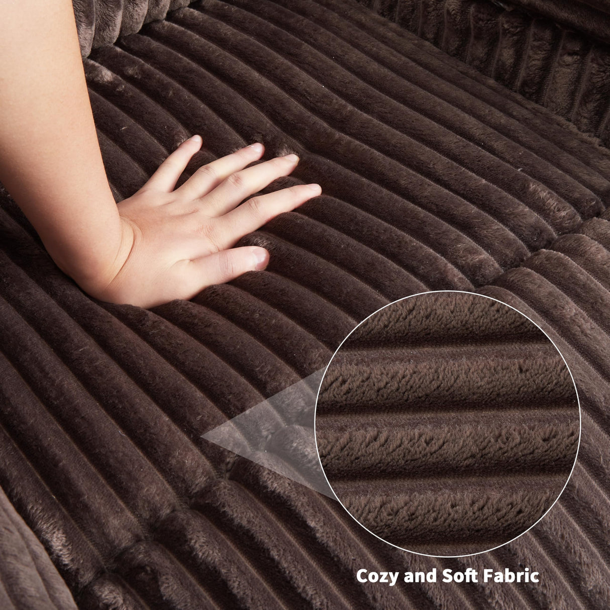 Garvee Corduroy Recliner Chair, Manual Recliner Sofa with Handle, Pillow Top Arms, Thick Padding, Side Pocket, 330Lbs Capacity, Adjustable Recliner for Living Room, Bedroom, Home Theater, Brown Garvee