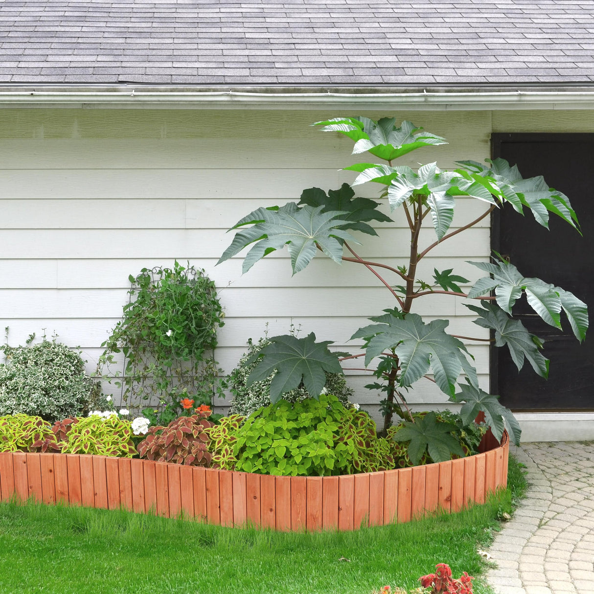 Yaheetech Wood Garden Fence,6pcs Outdoor Wooden Landscape Edging Flexible No Dig Decorative Border for Spring Yard Patio Pathway Courtyard Maintenance,Brown-178in Yaheetech