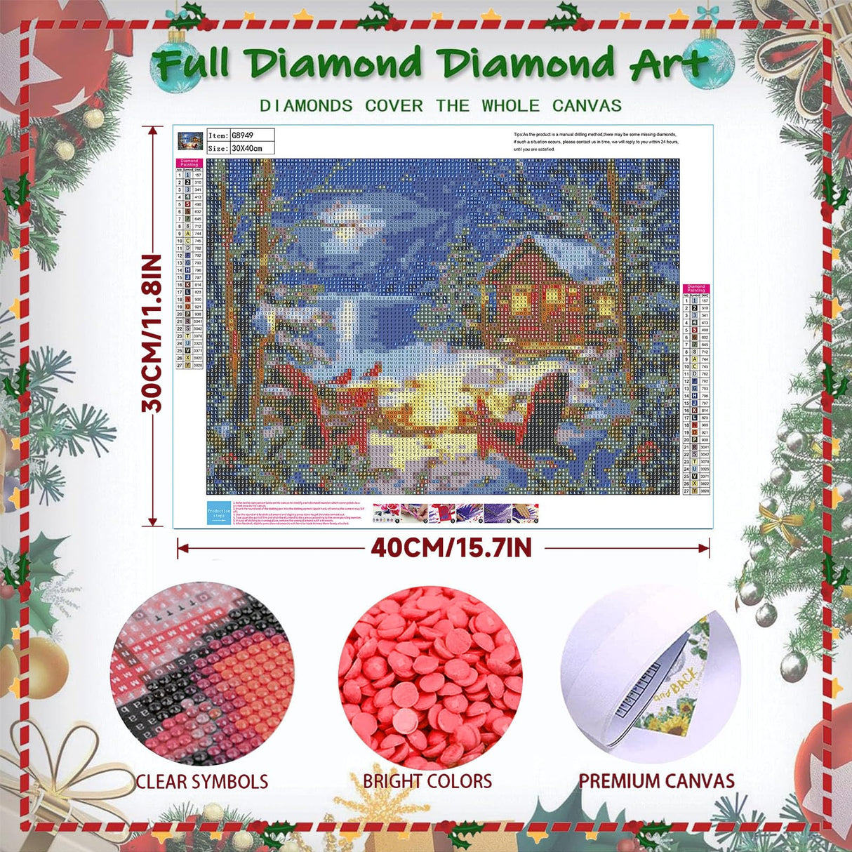 xackcme Lake Diamond Painting Kits for Adults, Winter Scenery Diamond Art Kits for Adults, Round 5D Snow Landscape Gem Art Kit for Adult DIY Crafts Kit Gift Sweet Home Wall Decor Gifts (16x12 inch) xackcme