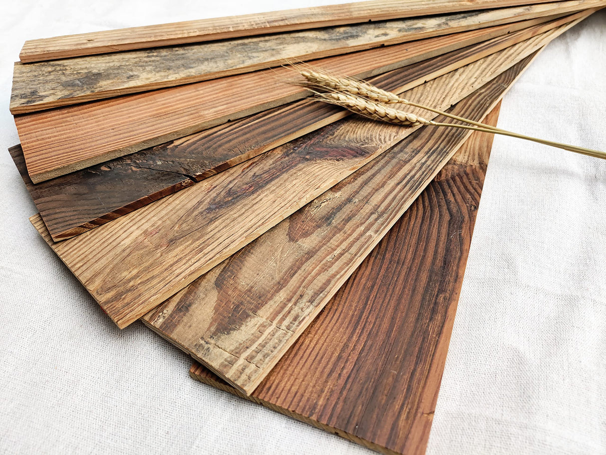 Colamo 10 Reclaimed Wood Planks Peel and Stick Shiplap Boards for Wall, Weathered Barn Wood Paneling Stick on Wooden RV Backsplash, 3D Self Stick Wood Wall Panels for Living Room Bed Room Accent Wall COLAMO