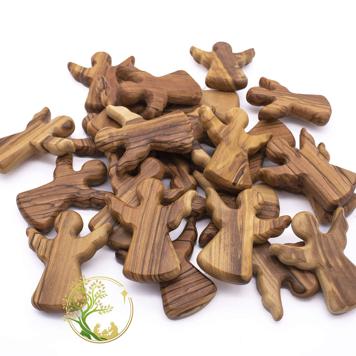 Personalized little Guardian Angel | Tiny Olive wood Pocket or Handheld Angel for protection Religious Gift for kids |Perfect Baptism Favors PHLG