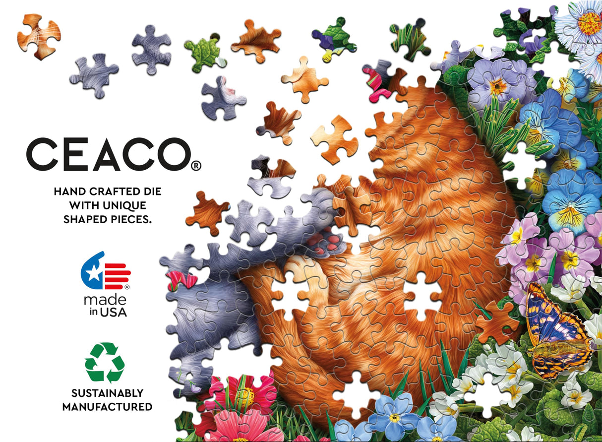 Ceaco - Sleeping Kittens in Flowers - 300 Oversized Piece Jigsaw Puzzle, 24 x 18 Ceaco