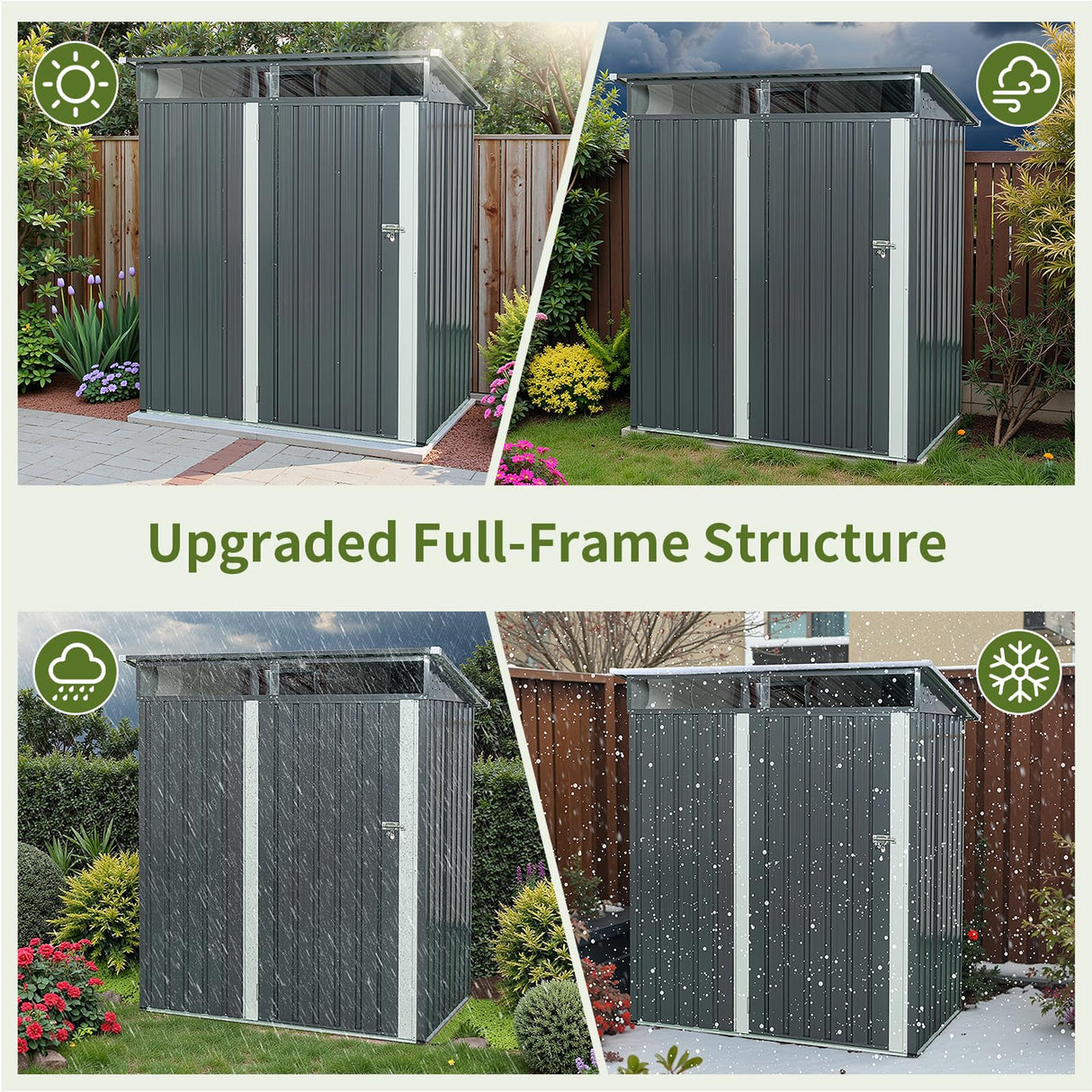 Lyngins 5x3 FT Grey Outdoor Metal Storage Shedfor Tools, Lawnmower, Bikes & Outdoor Gear, Lockable, Waterproof & UV-Resistant Heavy-Duty Steel 3x5 Shed for Backyard, Patio & Lawn, Easy Assembly Lyngins