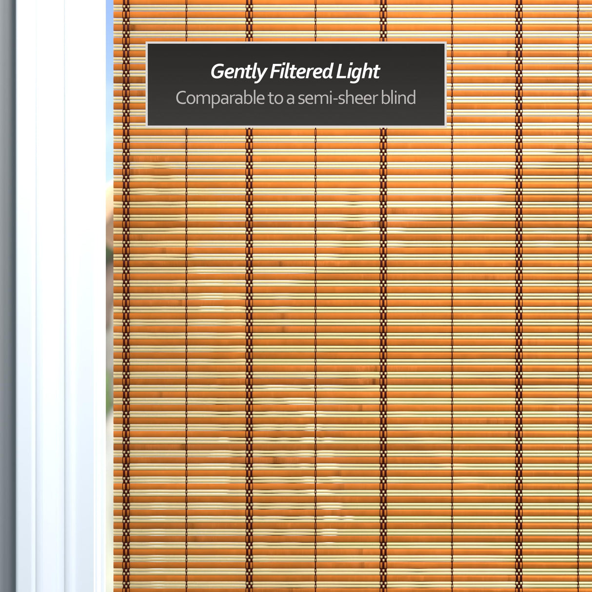 Red Lantern Burnt Bamboo Cordless Window Shade - Two-tone Honey, 24" Wide Red Lantern