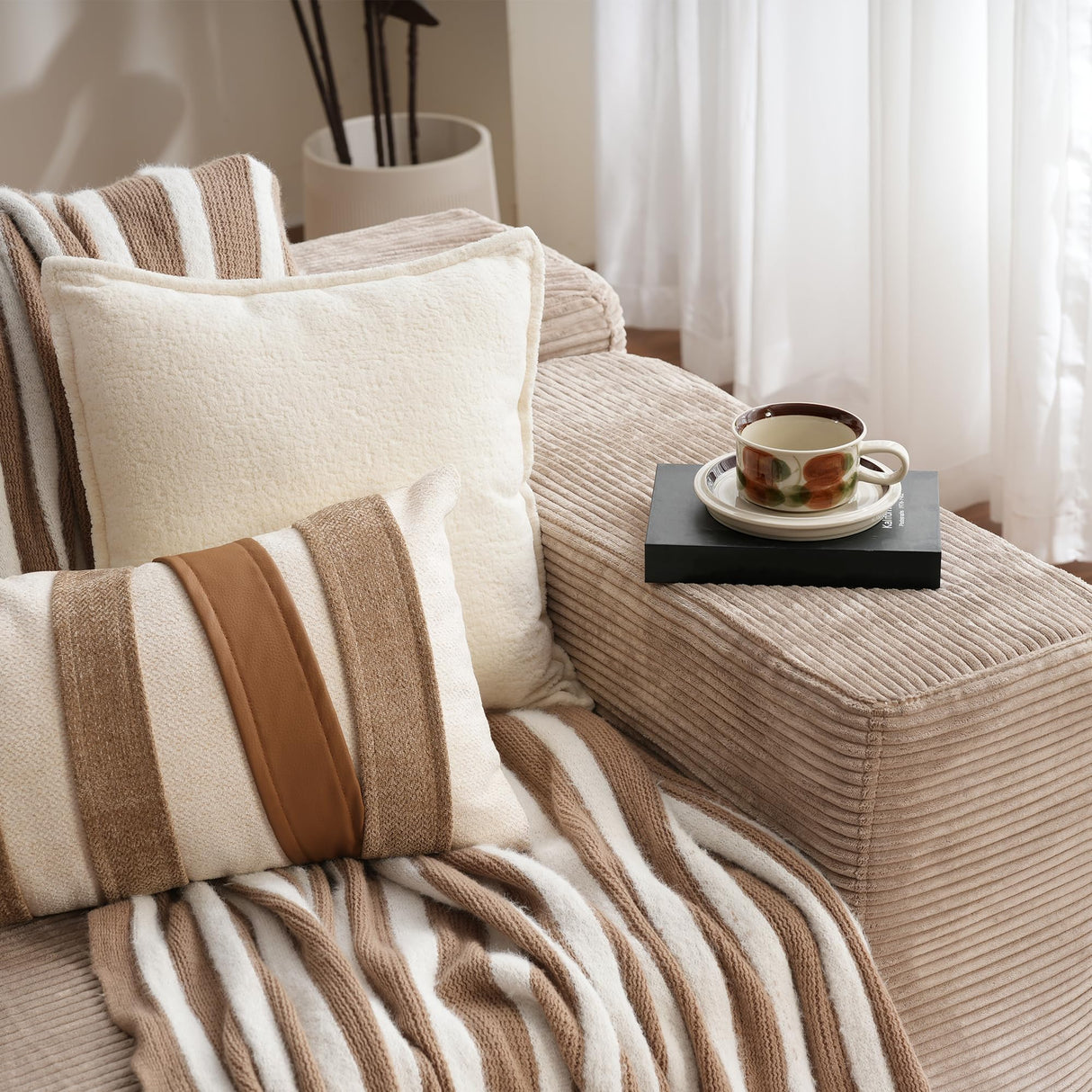 ovios 104" Cloud Sectional Couch with L-Shape Chaise,Modern Modular Sofa with Deep Seat, Upholstered Couches for Living Room Bedroom,No Assembly Required, Camel (Corduroy Fabric) ovios