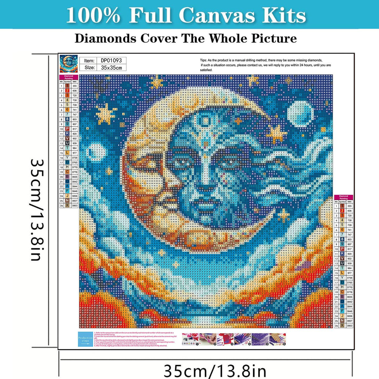 Diamond Art Kits for Adults,Sun and Moon DIY Diamond Painting Kits for Adults Beginners,5D Diamond Painting with Round Gem Art Kits for Gift Home Wall Decor 14x14inch EIBEILI