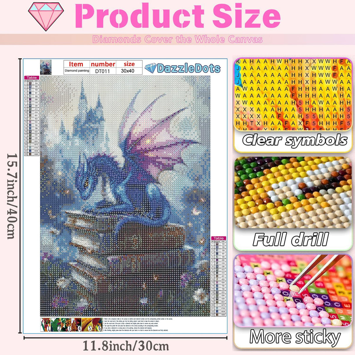 DAZZLEDOTS Dragon Diamond Painting Kits for Adults, Book Diamond Art Kits for Adults Beginner, 5D DIY Full Drill Diamond Dots Paintings for Home Wall Decor Gift 12X16 Inch DAZZLEDOTS