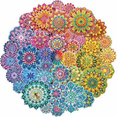 Colorful Flowers Puzzles Impossible Puzzle 1000 Piece for Adults, Mandala Art Jigsaw Puzzles Difficult Puzzles, Hard Blooming Puzzle Challenging Jigsaw Puzzles As Home Decor