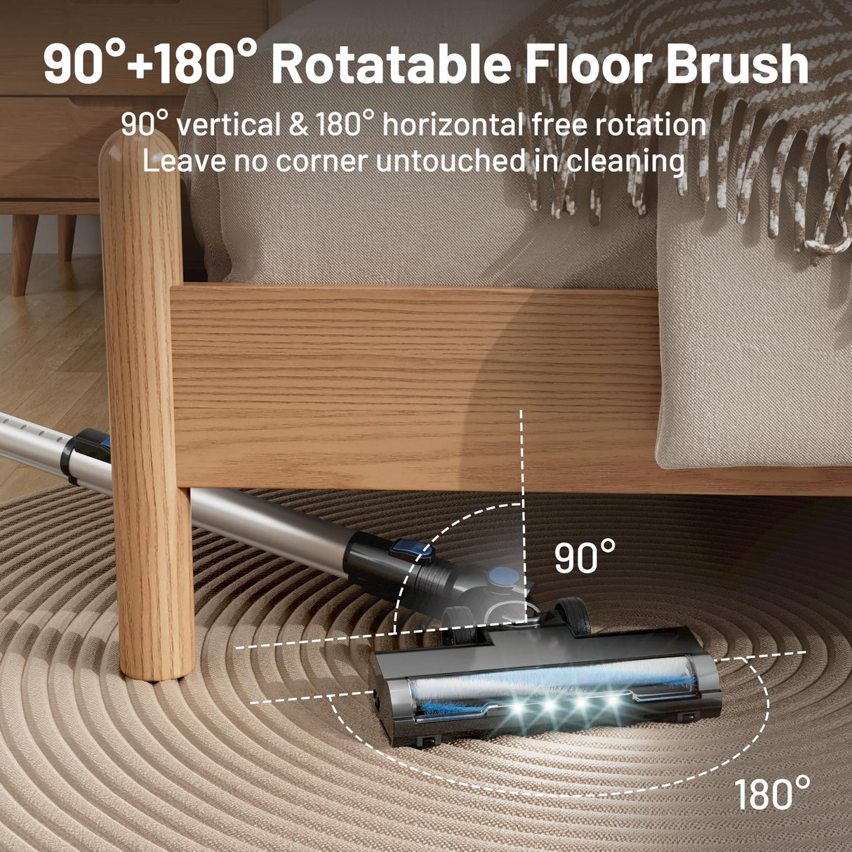 Cordless Vacuum Cleaner with Self-Standing, LED Screen Stick Vacuum Cleaners for Home, Lightweight Powerful Suction Vacuum, 6-in-1 Rechargeable Vacuum for Carpets, Pet Hair, Hardwood Floors VIPSUN