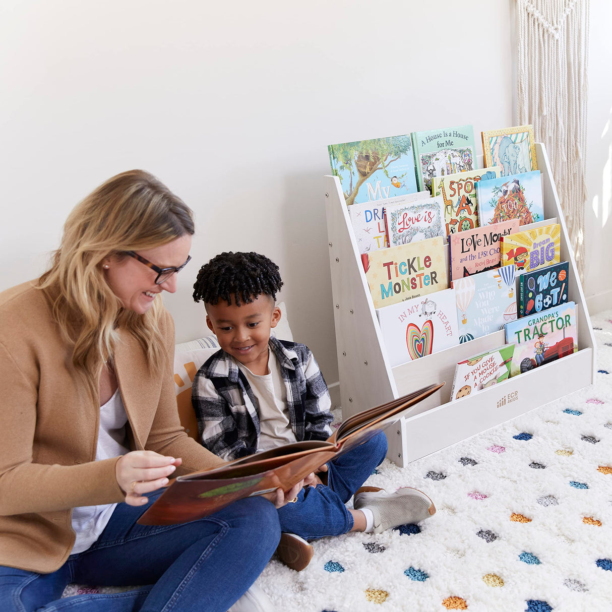 ECR4Kids Streamline Single-Sided Book Display with Storage, Classroom Bookshelf, White Wash ECR4Kids