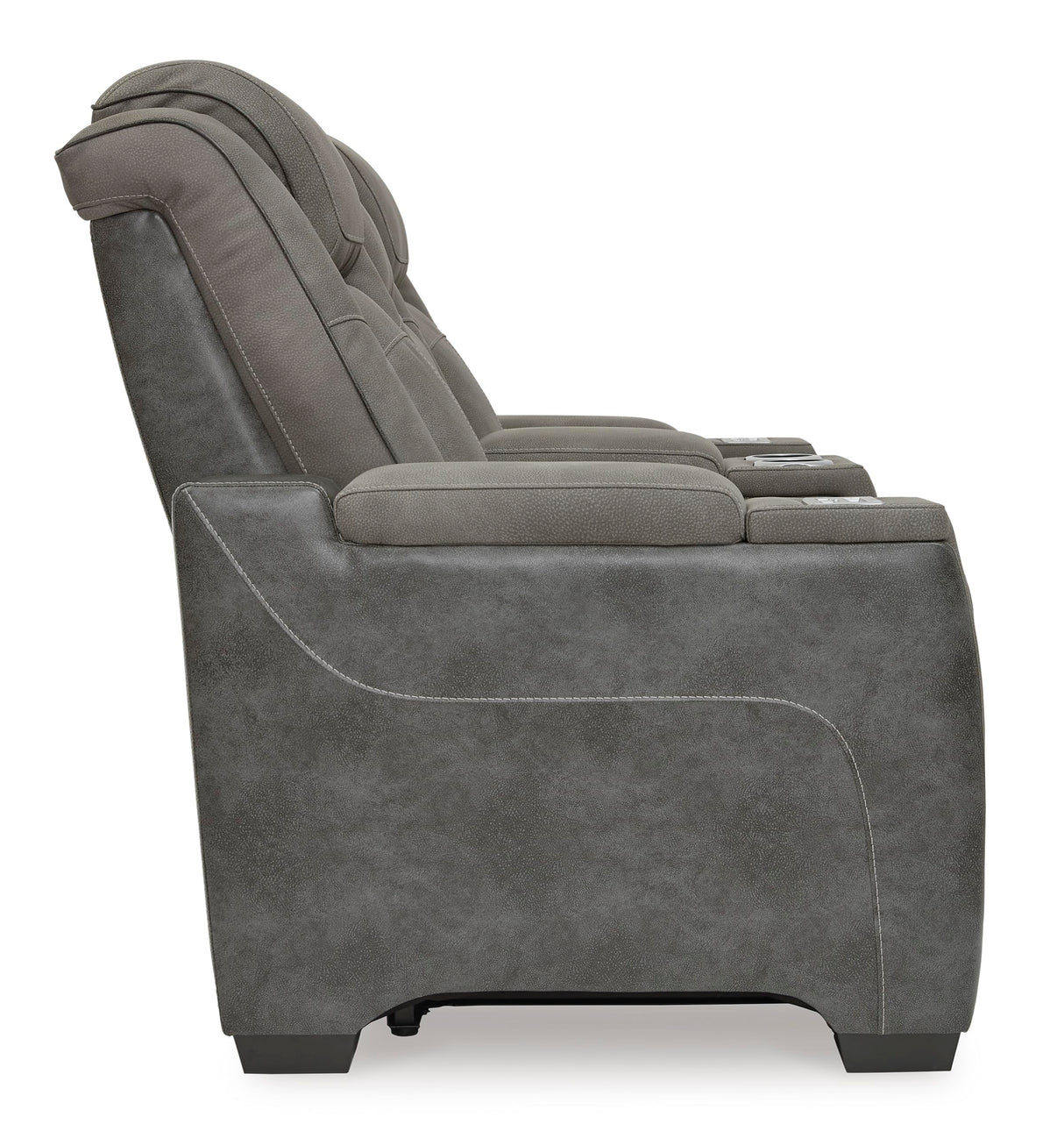 Signature Design by Ashley Next-Gen DuraPella Modern Faux Leather Power Reclining Loveseat with Console & Adjustable Headrest, Gray Signature Design by Ashley
