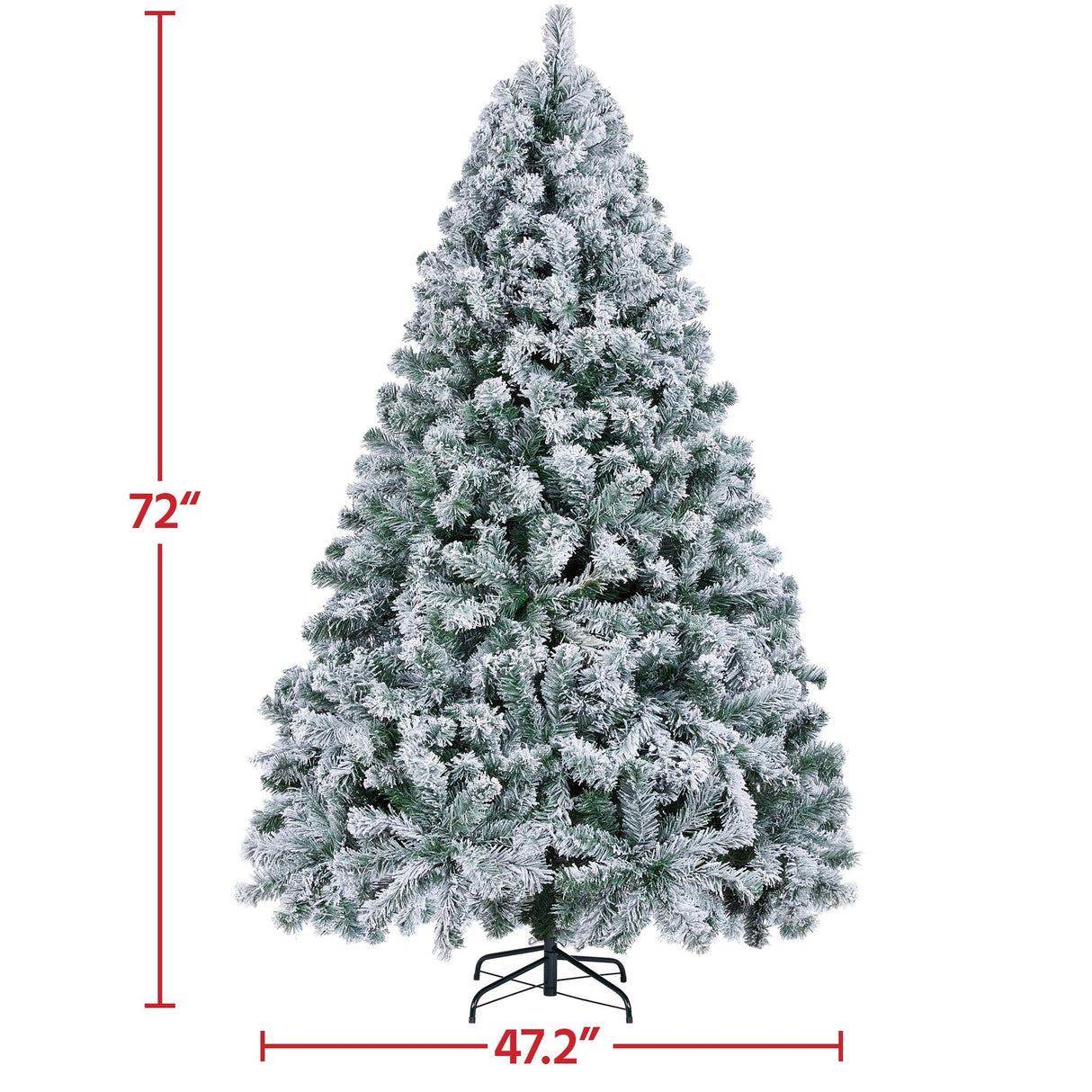 Yaheetech 6ft Pre-lit Artificial Christmas Tree with Incandescent Warm White Lights, Snow Flocked Full Prelighted Xmas Tree W/820 Branch Tips, 250 Incandescent Lights & Foldable Stand, Green & White Yaheetech