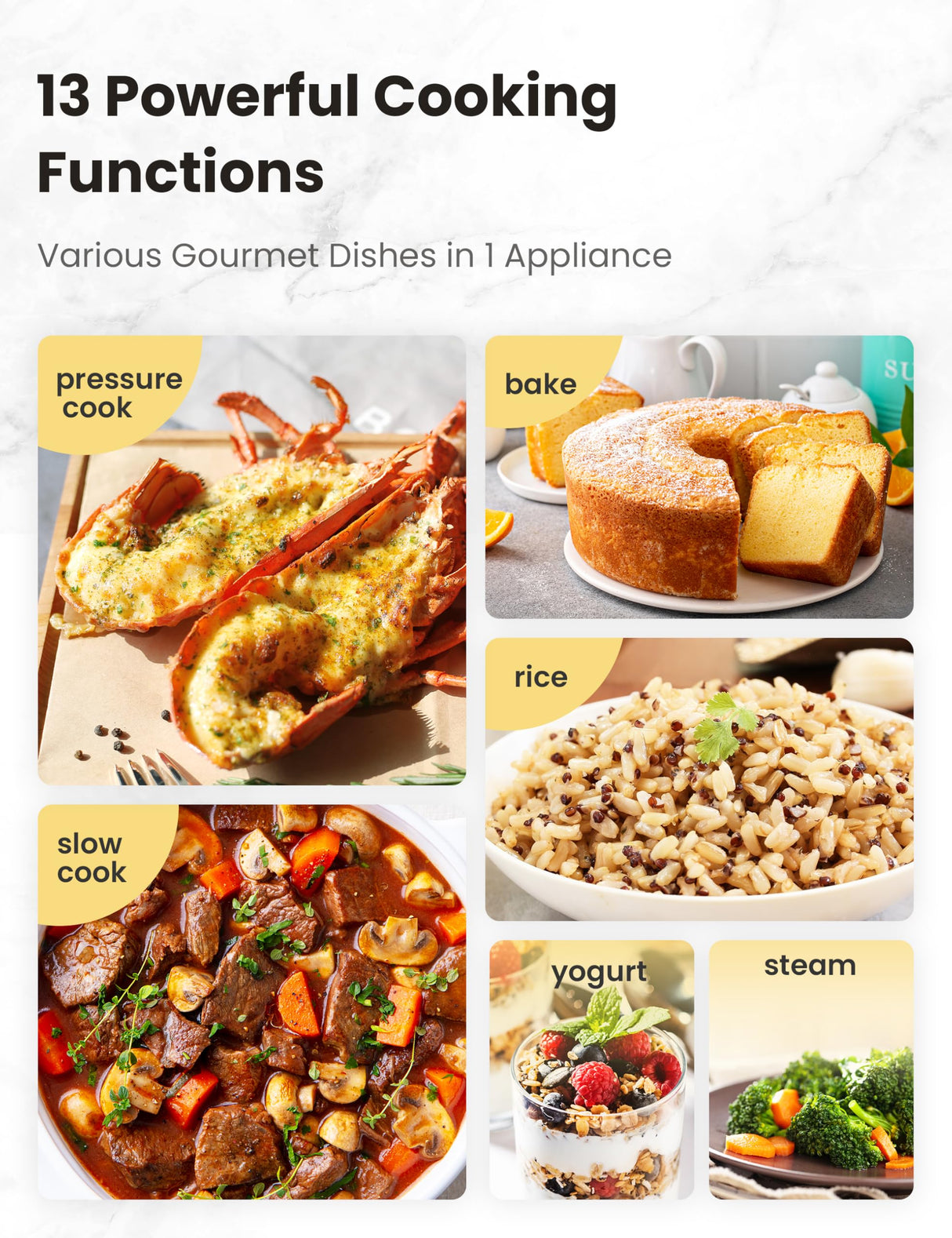 COMFEE’ 9-in-1 Electric Pressure Cooker 13 Presets Instant Multi Cooker Olla de Presion Slow Cooker Rice Cooker Steamer Sauté Yogurt Maker Non-Stick Pot 6 Quart Black, Aluminum COMFEE'