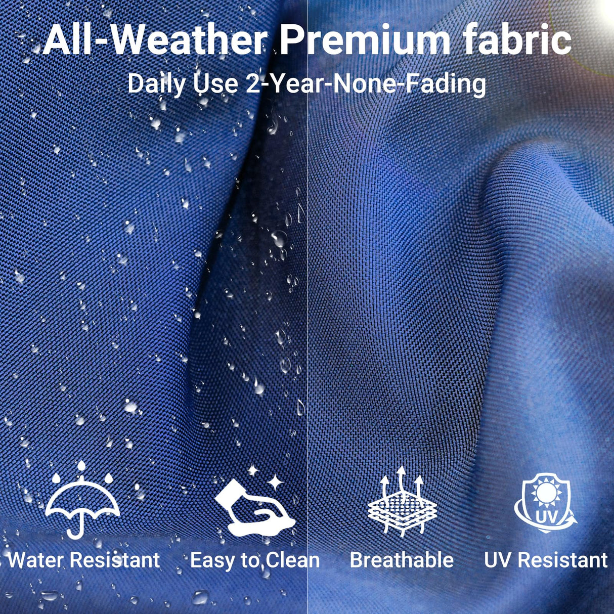 Jing's Villa 5-Piece Patio Furniture Set, All-Weather Outdoor Wicker Sectional Sofa with Cushions, Tempered Glass Table & Ottoman,Rattan Conversation Seating for Porch, Garden, Backyard,Navy Jing's Villa