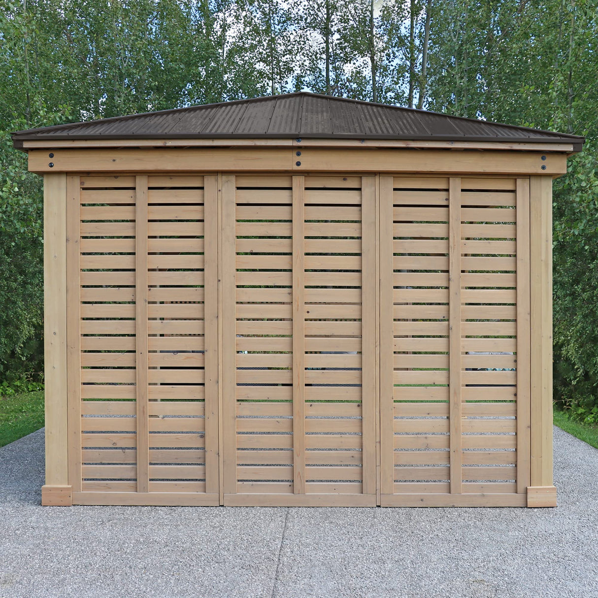 Yardistry 10' Meridian Wooden Privacy Wall, Fits One Side of 10' Meridian Gazebos, Cedar Yardistry