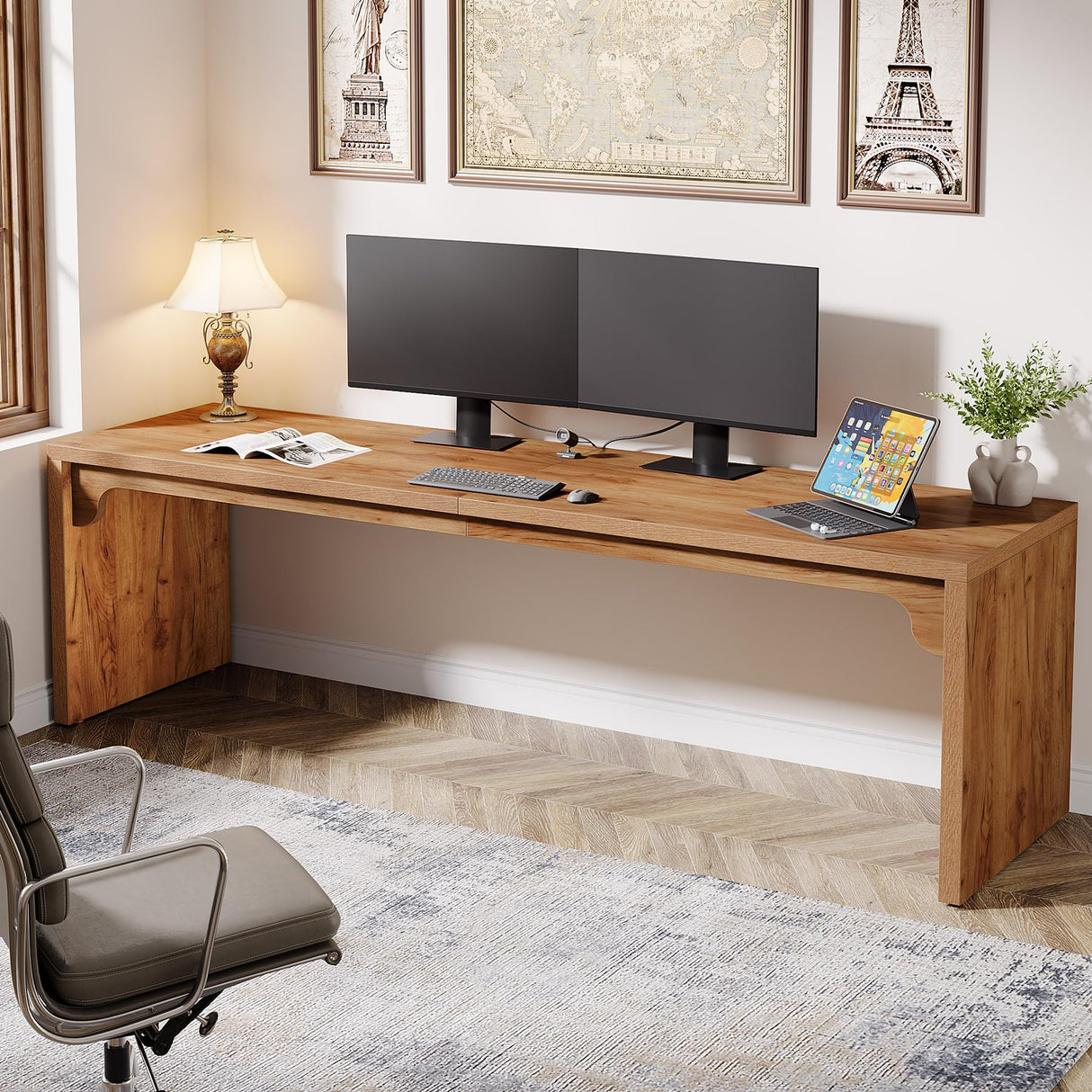 Tribesigns 78.7 Inches Long Computer Desk, Wooden Extra Long Desk Double Desk Workstation, 2 Person Desk for Home Office, Large Writing Desk for 2 People Tribesigns