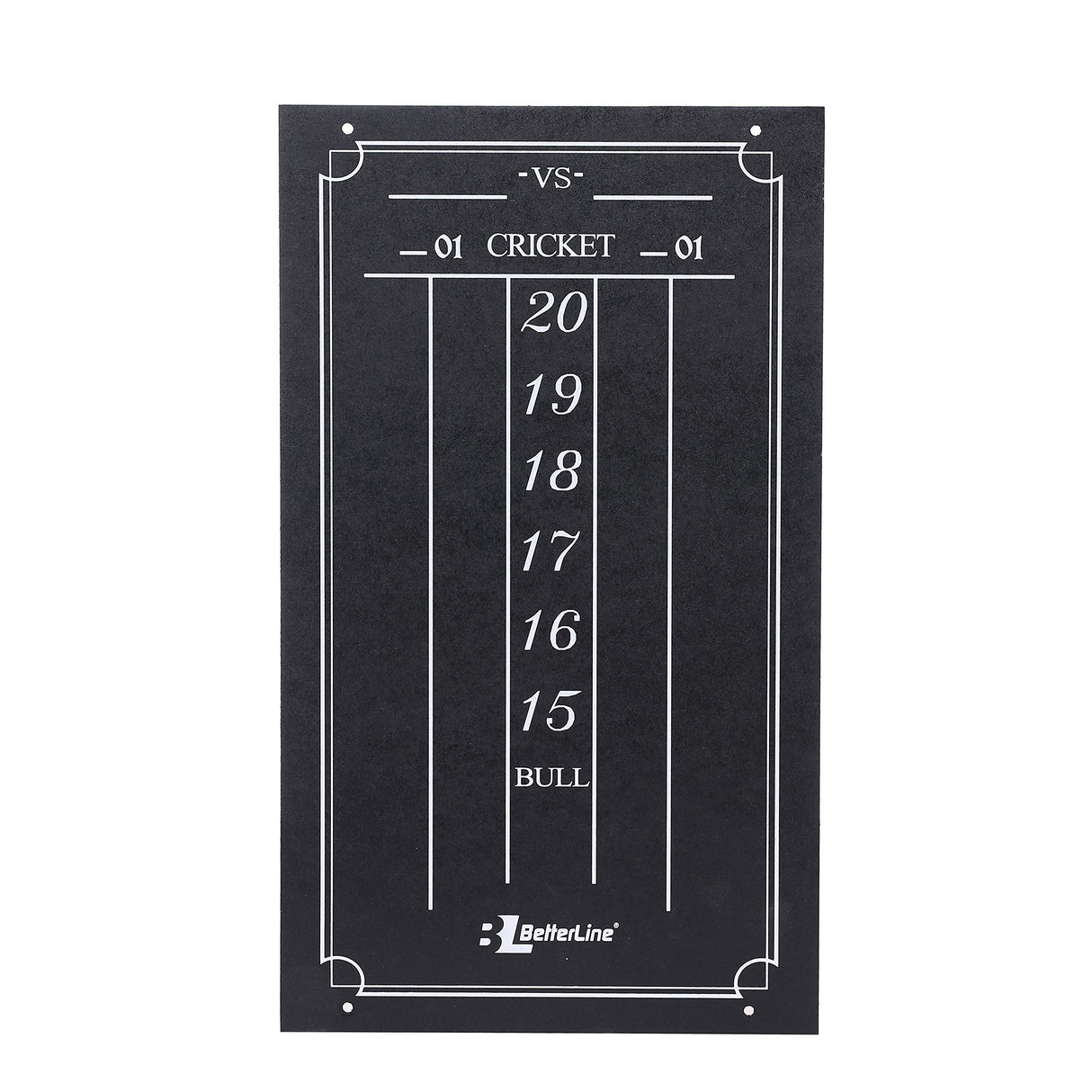 BETTERLINE Large Professional Scoreboard Chalkboard for Cricket and 01 Darts Games - 15.5" x 9" Inch (39.3 x 22.9 cm) - Black Board - Eraser and 2 Chalk Pieces Included BETTERLINE