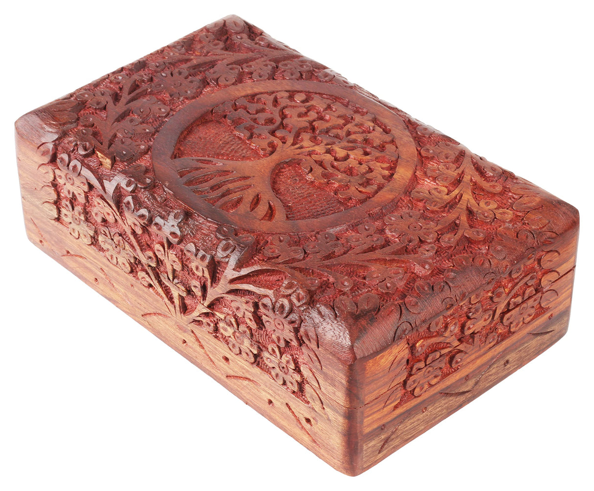 ARTISENIA Valentine's Day Gifts Wooden Jewellery Box Organiser Handmade Keepsake Box with Tree of Life Design for Ring Bracelet Necklace Accessories Jewelry Tarot cards Box Great for Gifts ARTISENIA