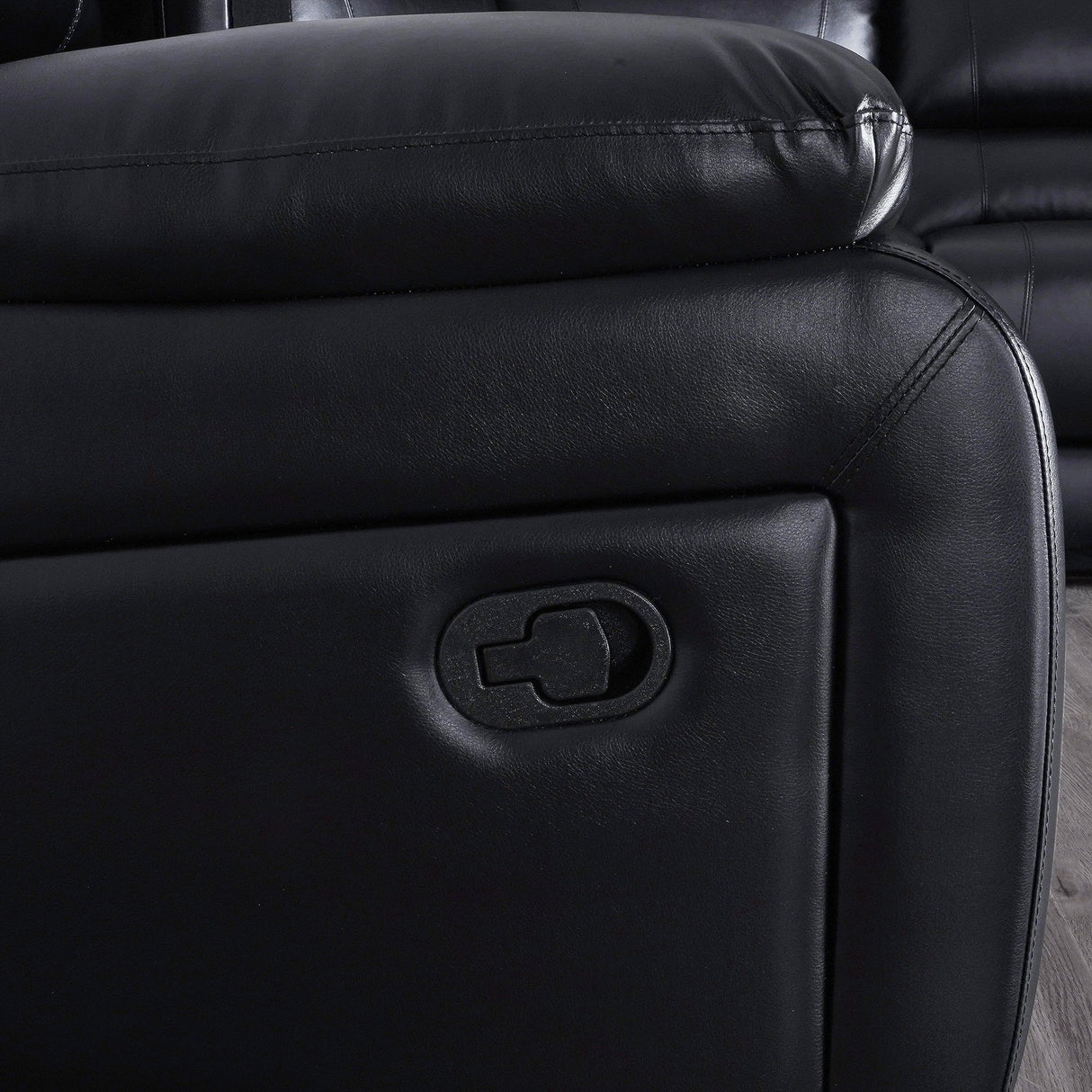 UR livingroom Modular Sectional Sofa L-Shaped PU Leather Sofa Sets Manual Reclining Sectional Couches for Living Room Sofas para Sala, Black UR livingroom