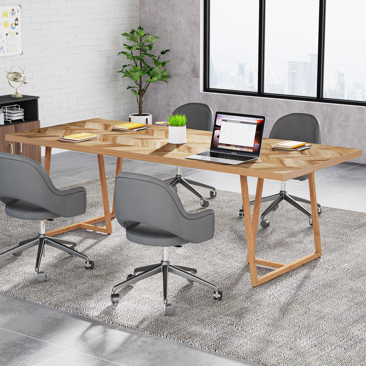 Tribesigns 70.8 Inch Executive Desk, Large Computer Desk Workstation Table, Modern Large Office Desks Small Conference Table Business Furniture for Home Office, Walnut Tribesigns