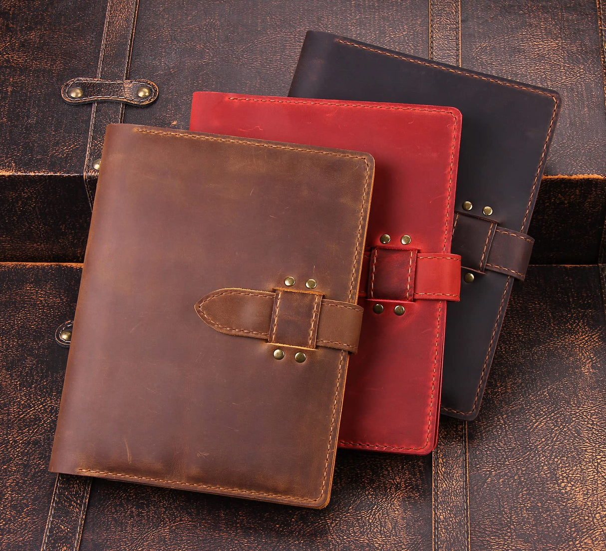 Robrasim Handmade Leather Sketchbook Cover, Leather Artist Sketch Pad Cover for 5.5" x 8.5" Sketchbook, Drawing Book and Pencil Case, Journal Notebook Portfolio, Artis Gifts-Coffee Robrasim