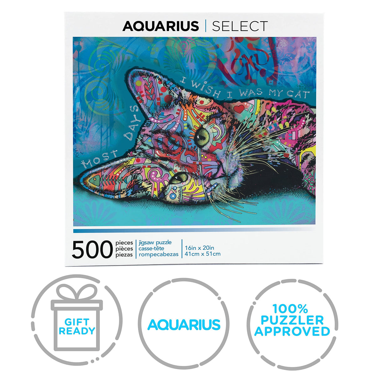 AQUARIUS Dean Russo Cat Puzzle (500 Piece Jigsaw Puzzle) - Glare Free - Precision Fit - Officially Licensed Dean Russo Merchandise & Collectibles - 16 X 20 Inches AQUARIUS