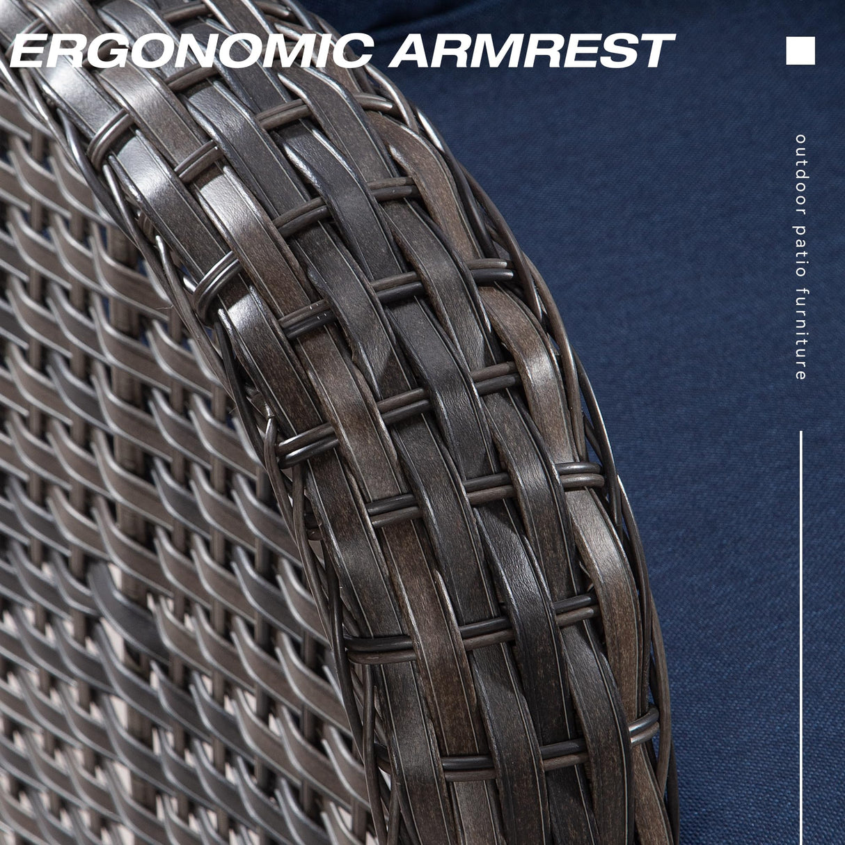 Joyside Outdoor Patio Couch Wicker Sofa - 3 Seater Rattan Sofa for Outside Patio Garden with Deep Seating and Olefin Cushions(Mixed Grey/Blue) Joyside