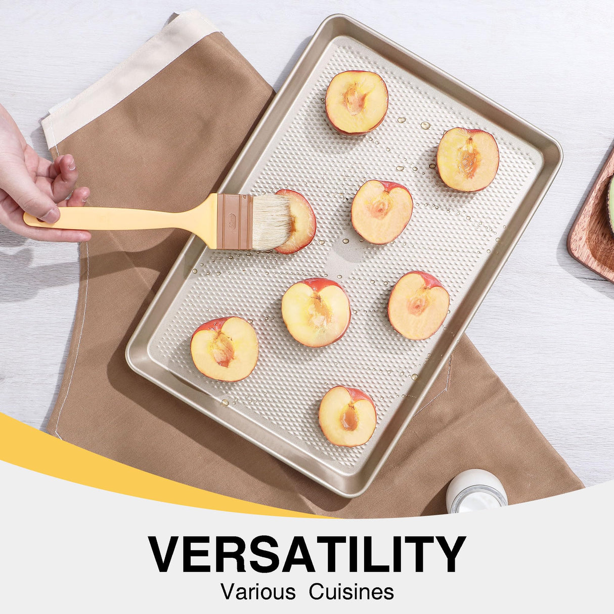 HONGBAKE 2 Pack Half Sheet Baking Pans,Non Stick Baking Sheet for Oven, 57% Thicker Carbon Steel Cookie Sheets for baking, 17.5" x 12" Cookie Trays HONGBAKE