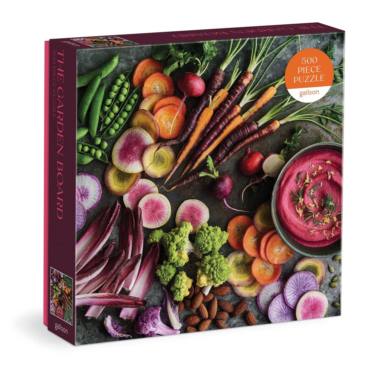 Galison The Garden Board – 500 Piece Puzzle Fun and Challenging Activity with Bright and Bold Artwork of Fresh Garden Vegetables for Adults and Families Galison