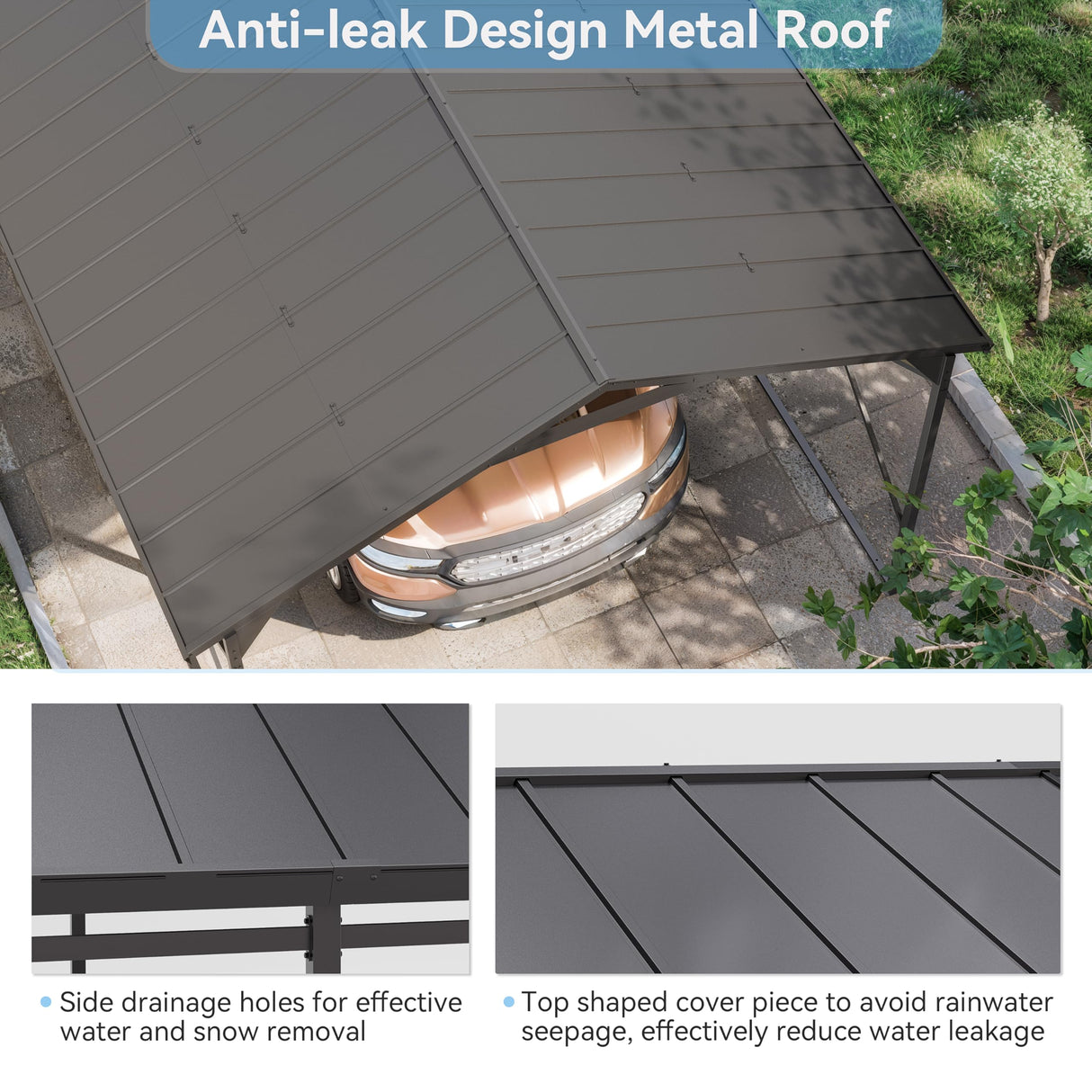 Kurapika 12x22 FT Metal Carport with Reinforced Base Outdoor Heavy Duty Car Port with Galvanized Steel Roof, Garage Car Shelter, Multi-Purpose Carports for Car, Truck and Boats Kurapika