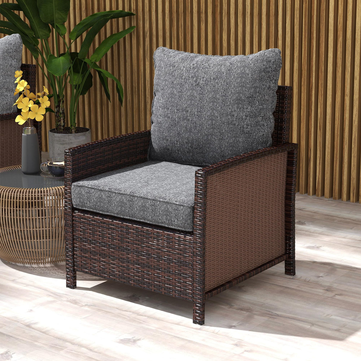 Outsunny 4-Piece Patio Chair Cushion and Back Pillow Set, Seat Replacement Patio, Cushions Set for Outdoor Garden Furniture, Gray Outsunny