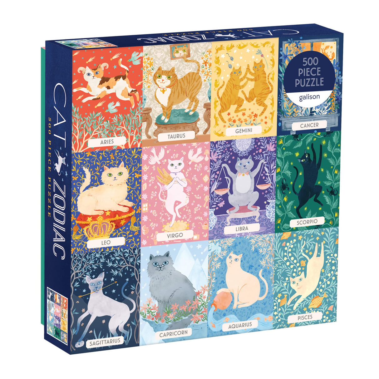 Galison Cat Zodiac 500 Piece Puzzle, Multicolor, 1 EA Galison