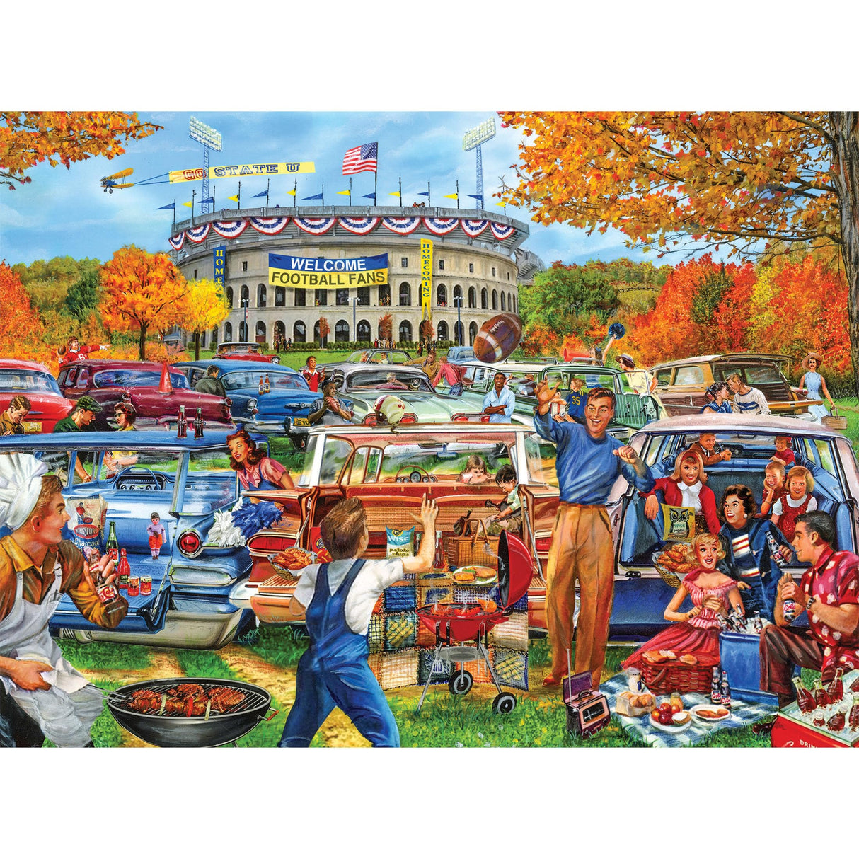 RoseArt - Back to The Past - Tailgating Fun - 1000 Piece Jigsaw Puzzle for Adults RoseArt