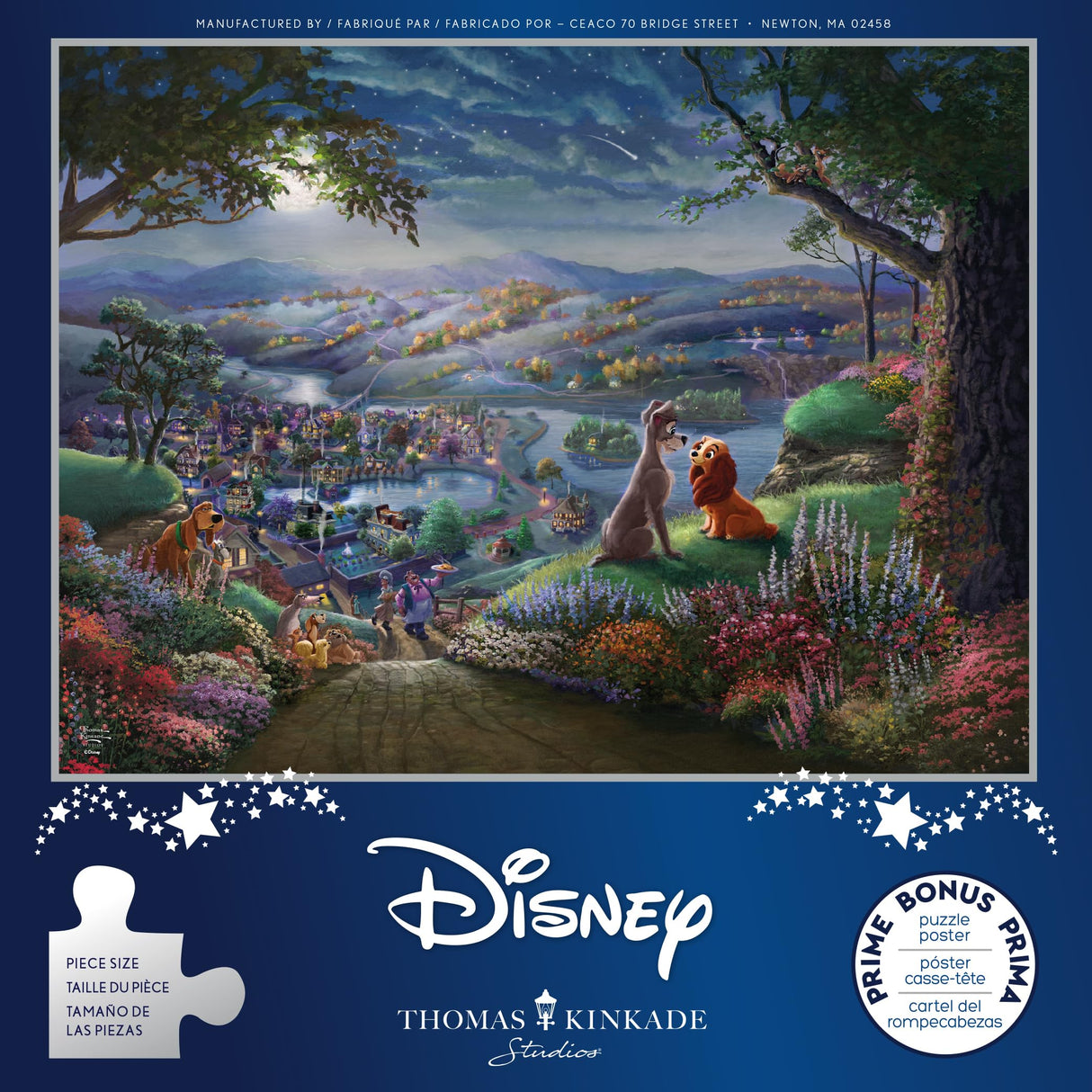 Ceaco - Disney - Thomas Kinkade - Lady and The Tramp Falling in Love - 300 Oversized Piece Jigsaw Puzzle Ceaco