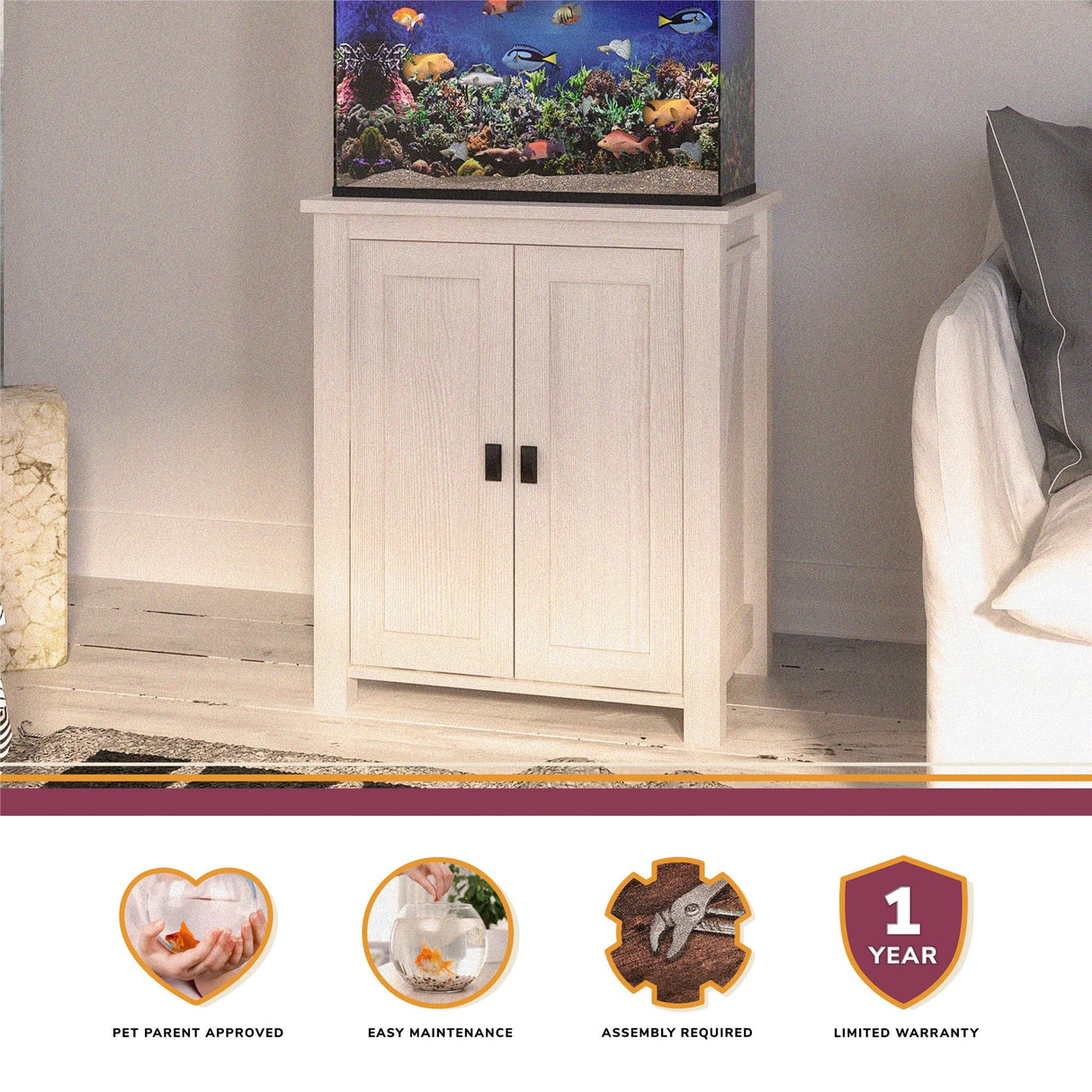 Ollie & Hutch Farmington 10-20 Gallon Aquarium or Terrarium Stand, Natural Ollie & Hutch