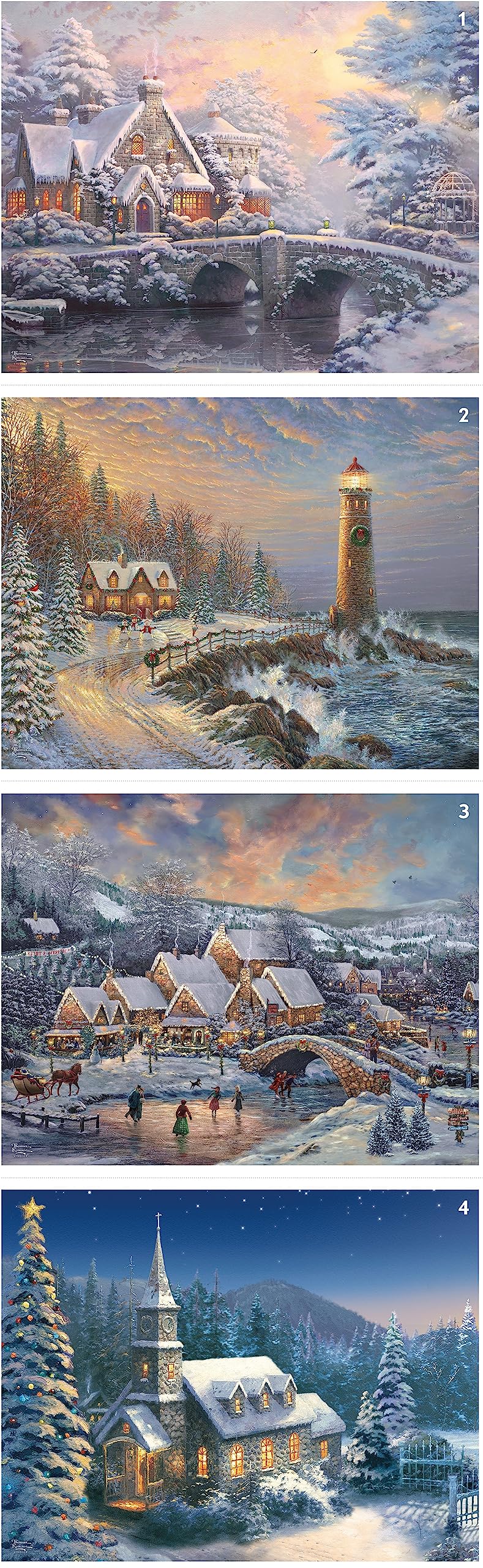 Ceaco - 4 in 1 Multipack - Thomas Kinkade - Holiday - (4) 500 Piece Jigsaw Puzzles Ceaco