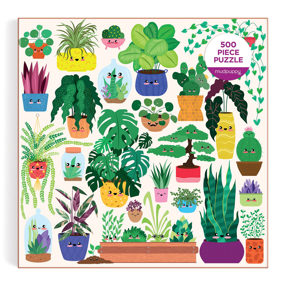 Mudpuppy Happy Plants – 500 Piece Family Puzzle with Fun and Adorable Illustrations of Succulents and Flowers for Children Ages 8 and Up Mudpuppy