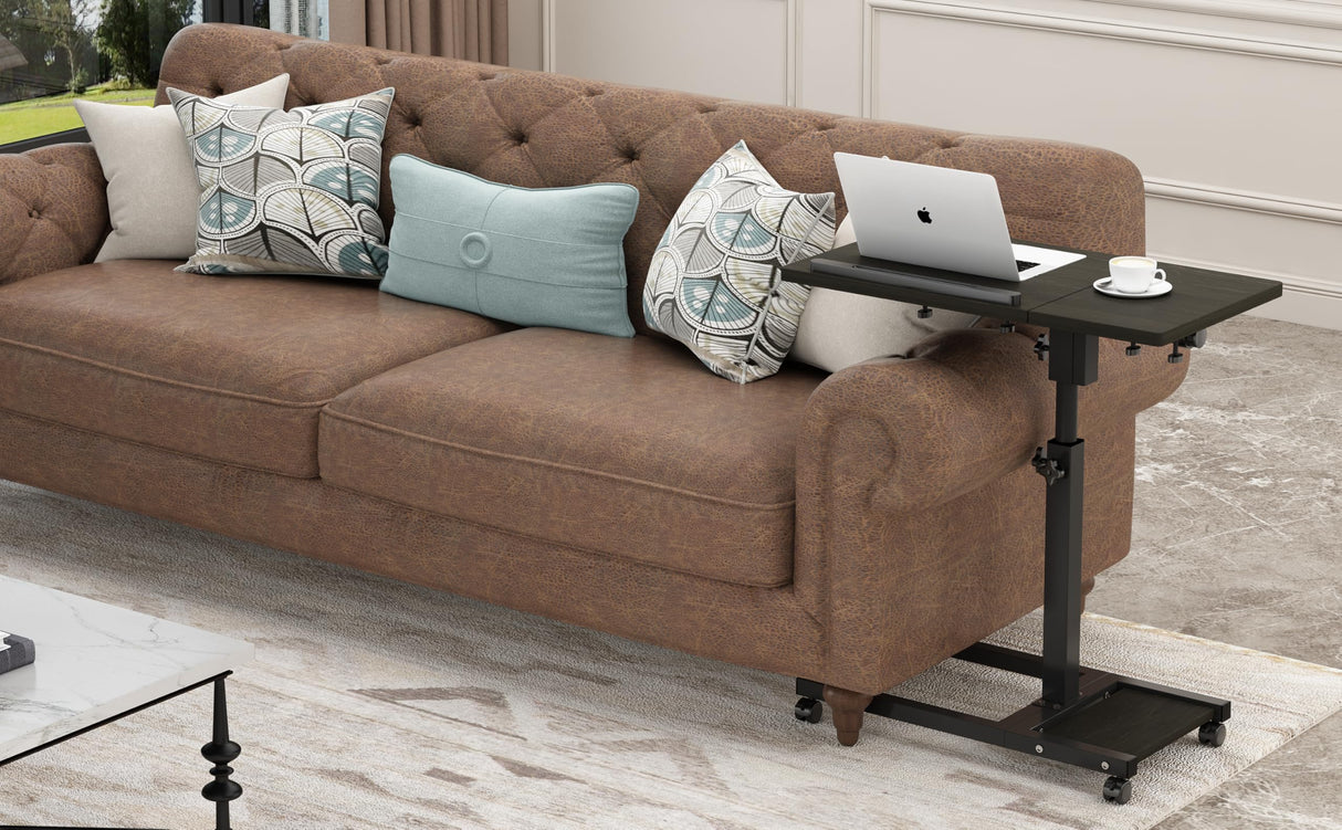 TigerDad Mobile Adjustable Height Laptop Stand PC Computer Portable Notebook Swivel Laptop Desk Rolling Table Desk Cart Tiltable with Wheels Casters& Mouse Pad Table (Dekuwood) TigerDad