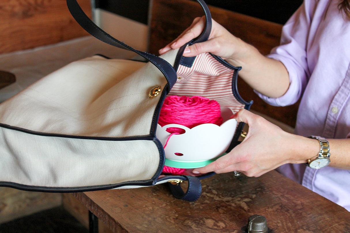 Yarn Bowl by Yarn Valet - Portable, Unbreakable with Soft Rubberized Non-Slip Base Yarn Valet