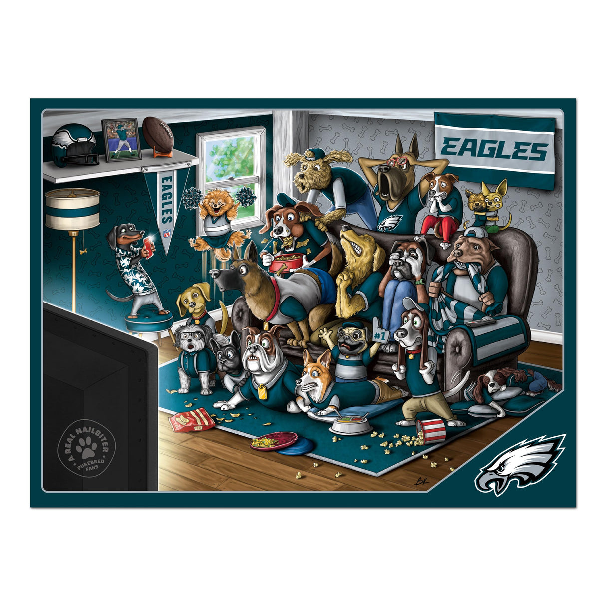 YouTheFan unisex adult NFL "A Nailbiter" Purebred Fans 500pc Puzzle A Real Nailbiter , Team Colors, 500 Piece US YouTheFan