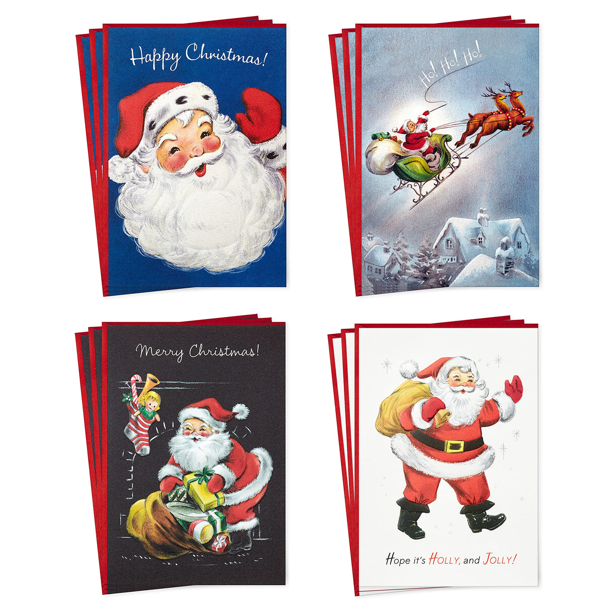 Hallmark Boxed Christmas Cards, Vintage Santa Claus (4 Designs, 12 Cards and Envelopes) Hallmark