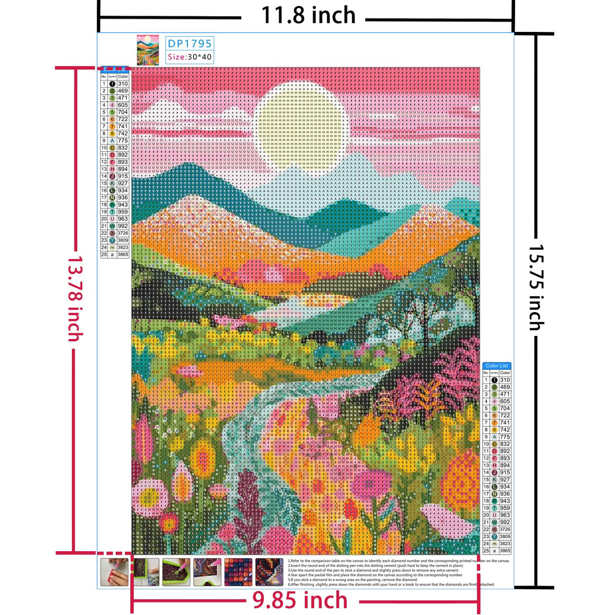 5D Diamond Painting Kits for Adults Beginners Mountain Flower DIY Diamond Art Kits with Tools Full Drill Round Diamond Dots Craft paint by diamonds Gem Art for Home Wall Decor Gifts (16"x12") (DP1795) GCEOSINI